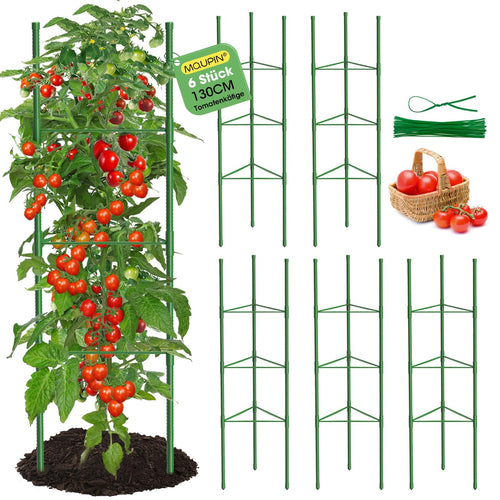 Tomaten Rankhilfe Metall 130cm höhenverstellbar 6er-Set mit Kabelbinder