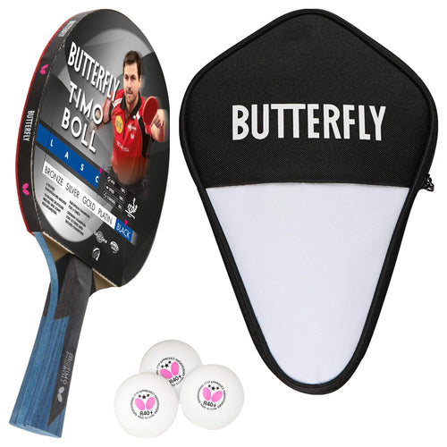 Tischtennisschläger-Set Wettkampf mit Hülle und 3 Bälle