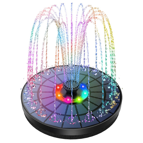 Solar Springbrunnen mit LED und Akku 5,5W 7 Düsen für Teich