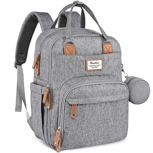 Wickelrucksack mit Wickelunterlage und Schnullertasche 25 l grau