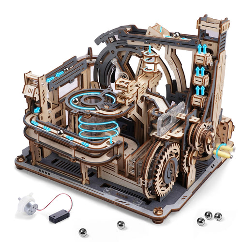 Elektrische Kugelbahn Holz 3D-Puzzle Bausatz Marble Spaceport