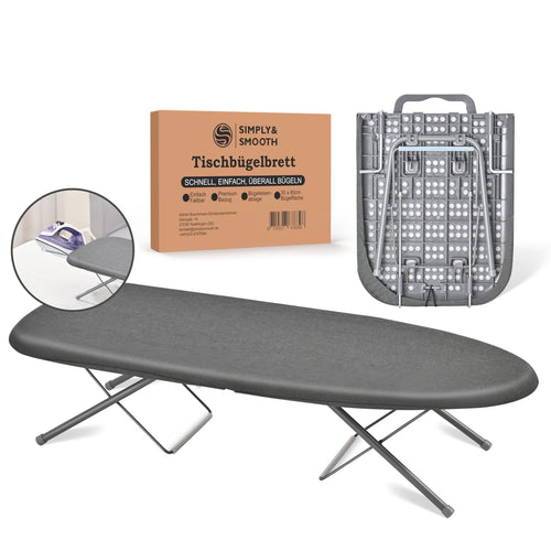 Tischbügelbrett klappbar 77x30cm mit Bügeleisenablage und Tragegriff