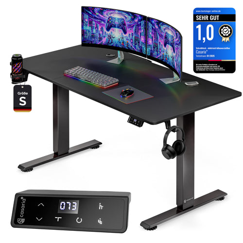Gaming Schreibtisch elektrisch höhenverstellbar 120x60 cm Carbon