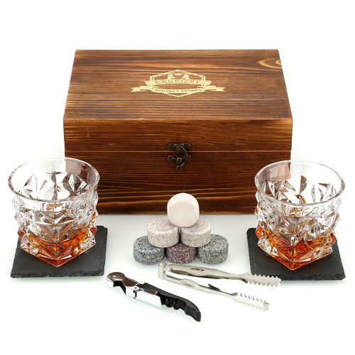 Whisky Gläser Set 2x 320ml mit Kühlsteinen und Zubehör