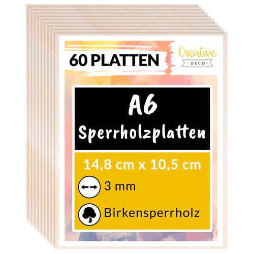 Sperrholzplatten A6 3mm Birke 60 Stueck fuer Bastel- und Laserprojekte