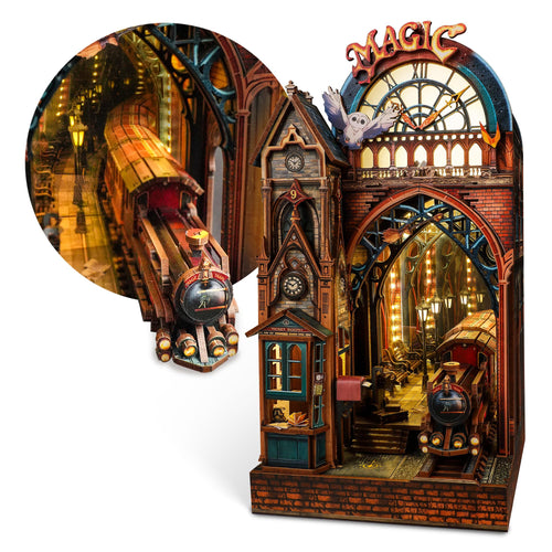 3D Holzpuzzle Book Nook Magische Station mit LED 231 Teile