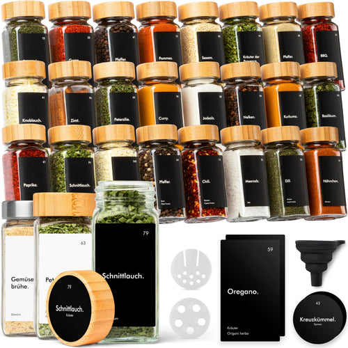 Gewürzgläser Set 24x 120ml Glas luftdicht mit Streueinsatz