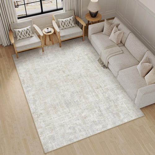 Kurzflor-Teppich Beige Grau 160x230 cm waschbar Wohnzimmer