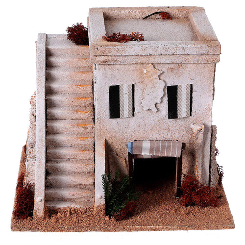 Krippen-Haus Arabisch mit Treppe Holz/Kork/Moos 20x20 cm