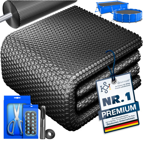 Pool Solarabdeckplane Rechteck 450x220cm 120µm zuschneidbar Schwarz