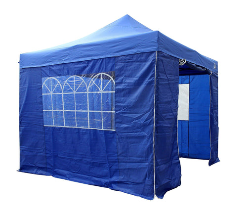 Pop-up Pavillon 3x3m wasserdicht mit 4 Seitenwänden Stahlrahmen Königsblau