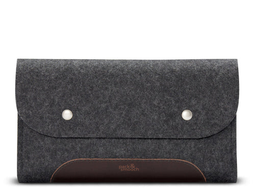 Kabeltasche Leder & Wollfilz 3 Fächer für Technikzubehör