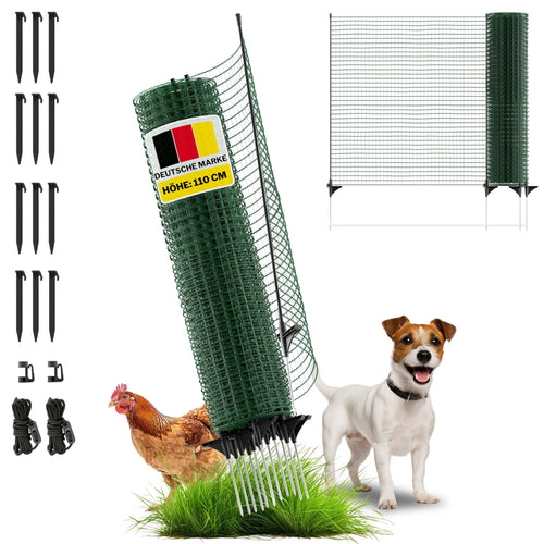 Hundezaun mobil Fiberglas 25m x 110cm engmaschig 17x17mm grün