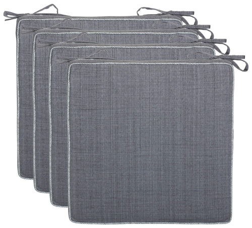 Sitzkissen 40x40x4 cm Leinenoptik wasserabweisend 4er Set grau