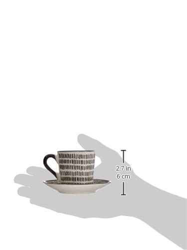 Espressotassen-Set 6-teilig Steingut schwarz/weiss verschiedene Dekore - Bild 5