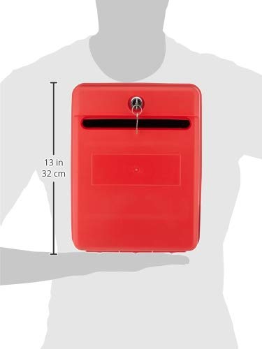 Vorschlagsbox abschliessbar Rot mit Schloss 235x130x310mm Büro - Bild 4