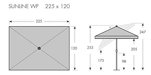 Sonnenschirm rechteckig 225x120 cm wasserdicht UV-Schutz 80 für Terrasse - Bild 5