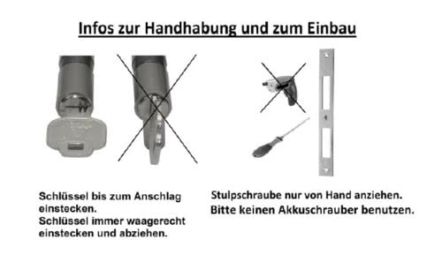 Zylinderschloss 80 mm gleichschliessend 3er-Set Stahl/Messing 15 Schlüssel - Bild 8