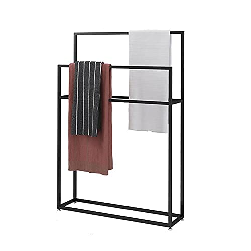 Handtuchständer freistehend Metall schwarz 3 Stangen 85×20×110 cm