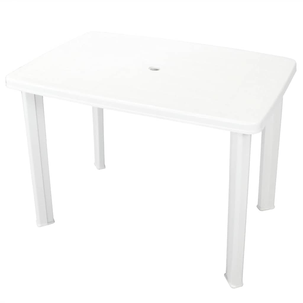 Gartentisch Kunststoff Weiss mit Schirmloch 101x68x72 cm