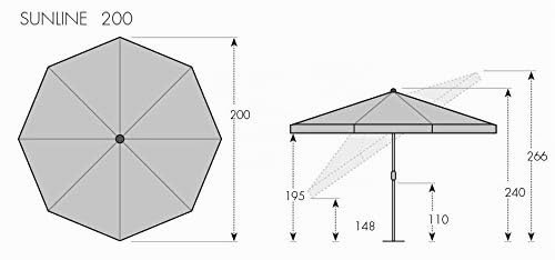 Sonnenschirm Polyester 200 cm mit UV 50+ und Knickfunktion für Garten - Bild 5