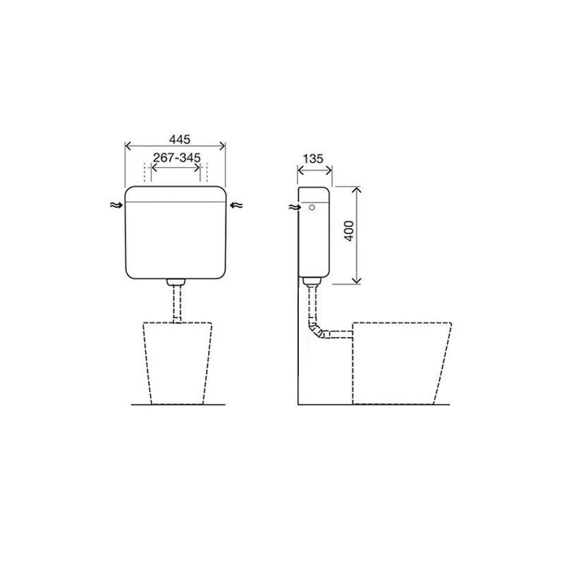 Aufputz-Spülkasten 3–9 L einstellbar Bahama Beige 3-seitig - Bild 6