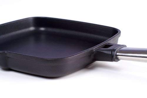 Grillpfanne Aluminiumguss glatt mit abnehmbarem Zedernholzgriff - Bild 4