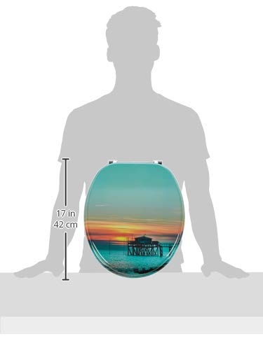 WC-Sitz MDF mit Edelstahl-Scharnieren Sunset-Design bunt - Bild 3