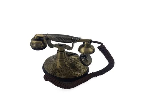 Retro Drucktastentelefon Vintage 1930er Design mit Textilschnur Bronze - Bild 3