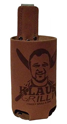 Bierholster Nubuk-Leder 0,5l Flaschen Gürtelclip Grillfans