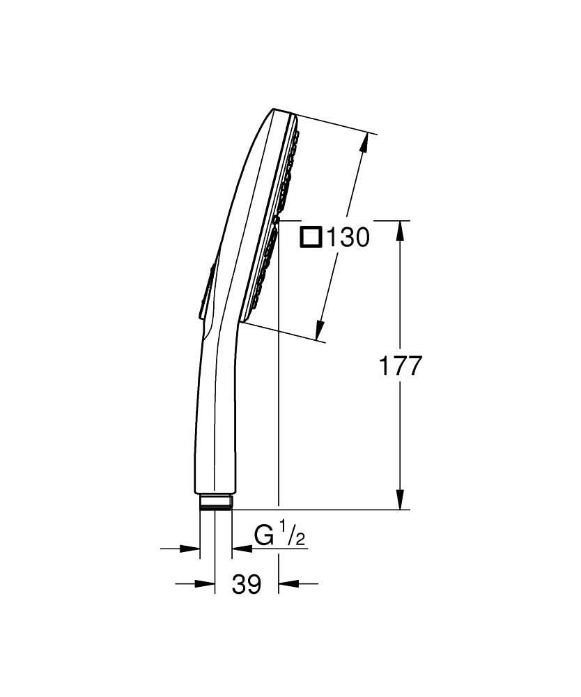 Handbrause 3 Strahlarten Cube Chrom mit Kalkschutz und Wassersparer - Bild 7