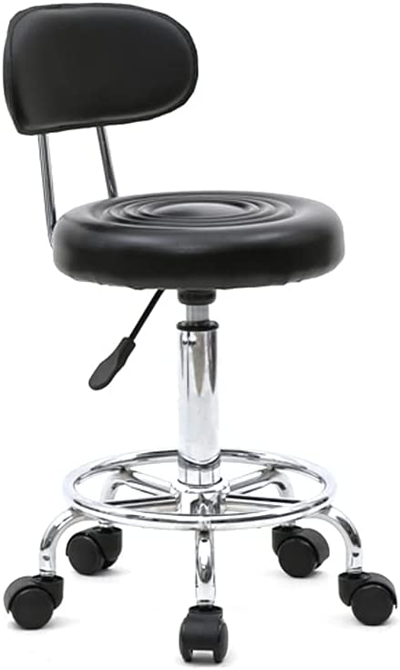 Rollhocker mit Rückenlehne Drehhocker höhenverstellbar 48–58 cm