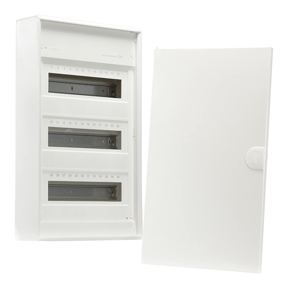 Aufputz-Verteilerkasten 3-reihig IP30 mit Tür, 36 Module, weiss