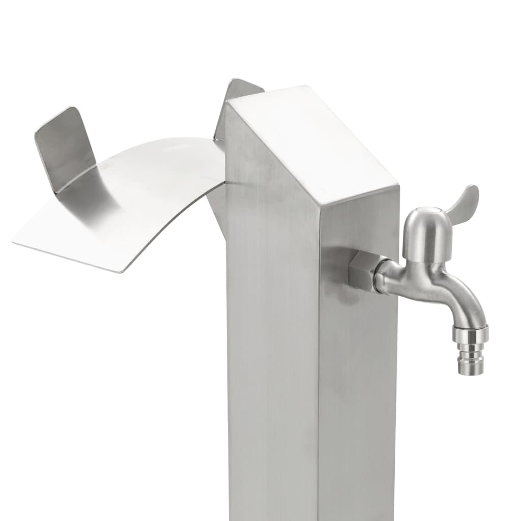 Garten-Wassersäule Edelstahl quadratisch 95 cm mit Wasserhahn - Bild 4