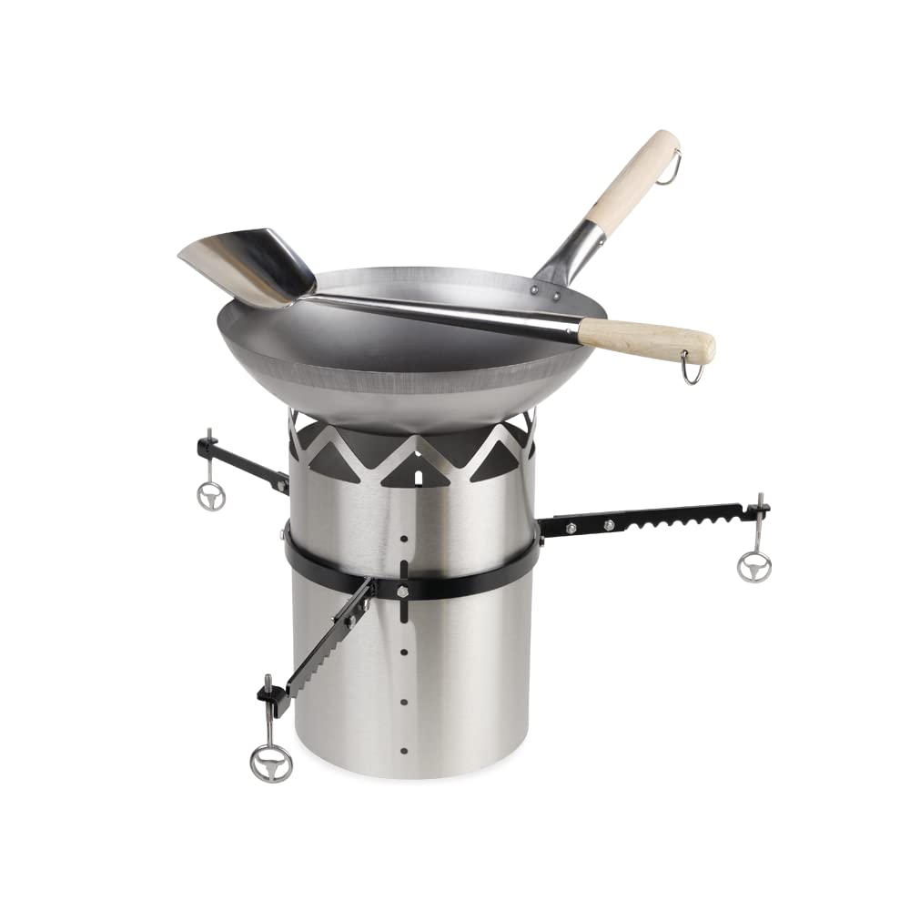 Wok-Set für Kugelgrill 60 cm Stahl mit Kohleeinsatz Asia-Küche