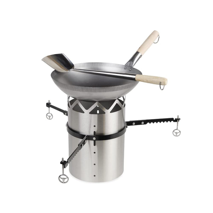 Wok-Set für Kugelgrill 60 cm Stahl mit Kohleeinsatz Asia-Küche