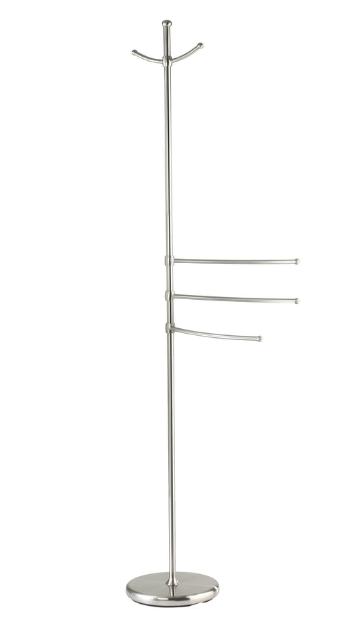 Handtuchständer Stahl gebürstet höhenverstellbar 170 cm mit 2 Haken