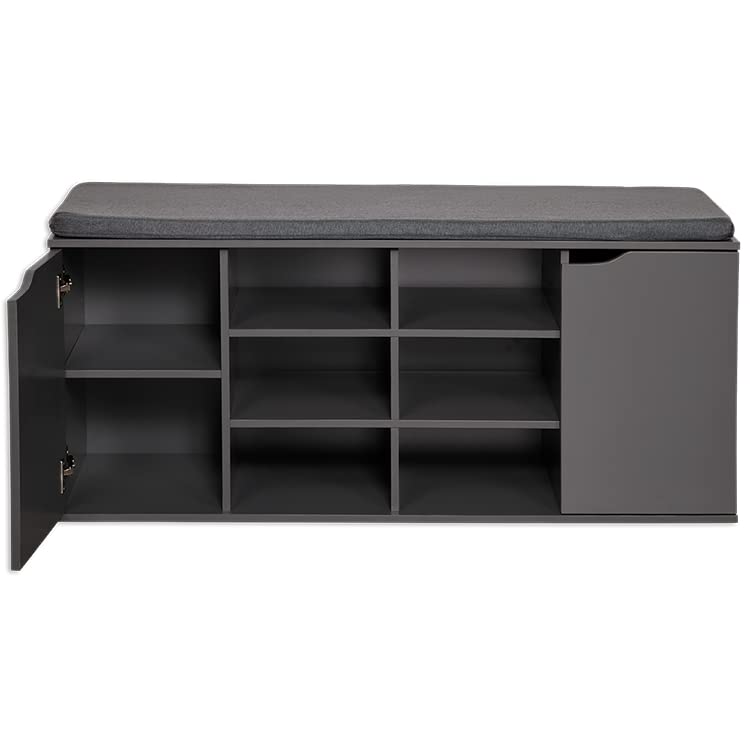 Schuhschrank mit Sitzkissen Spanplatte grau 103 cm Flur