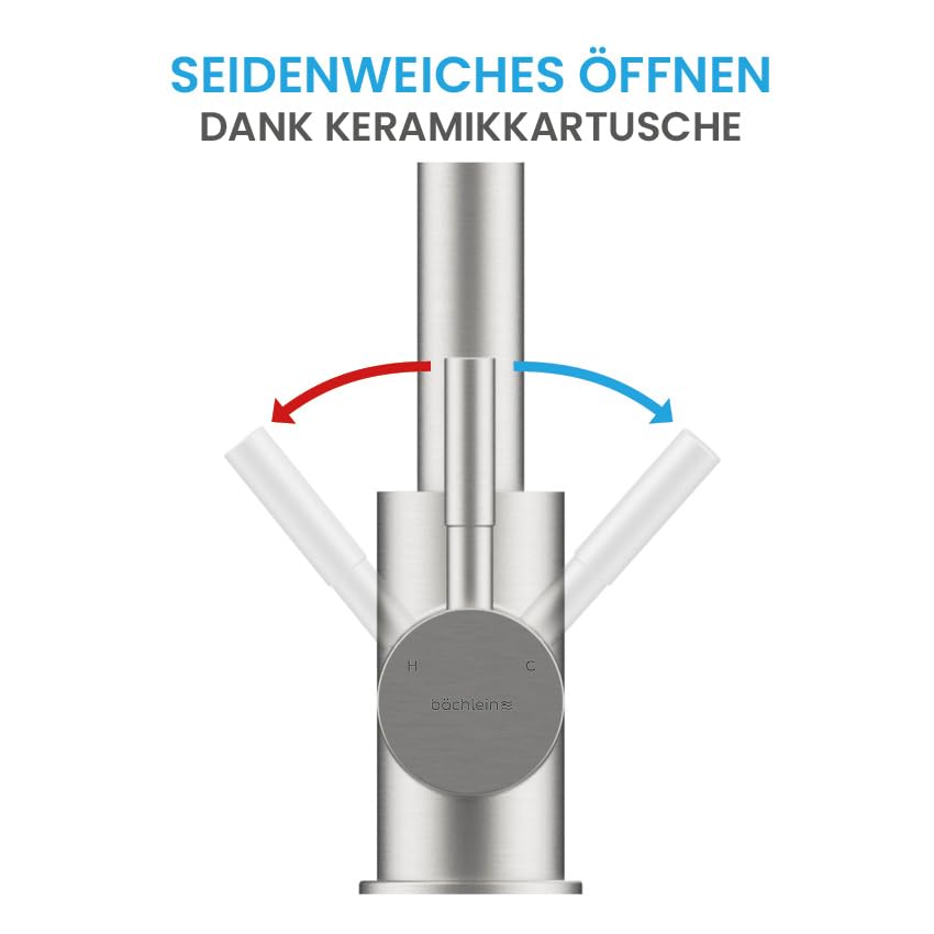 Küchenarmatur ausziehbar Edelstahl gebürstet mit Keramikkartusche - Bild 3