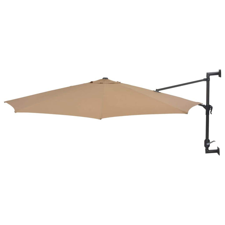 Wand-Sonnenschirm 300 cm Polyester mit Kurbel 8 Rippen Taupe
