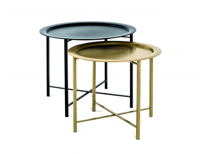 Beistelltisch rund 2er-Set Metall Gold Schwarz Art Déco 44/49 cm - Bild 4
