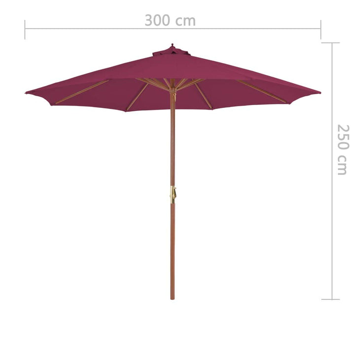 Sonnenschirm Holzmast Bordeauxrot 300x250 cm für Balkon &amp; Terrasse - Bild 7