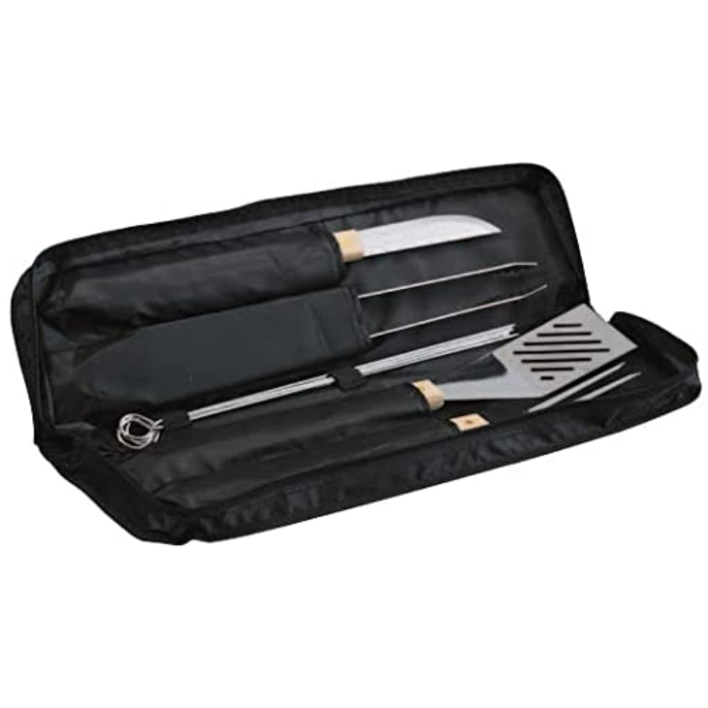 Grillbesteck-Set mit Tasche Edelstahl 6-teilig für Grill &amp; BBQ