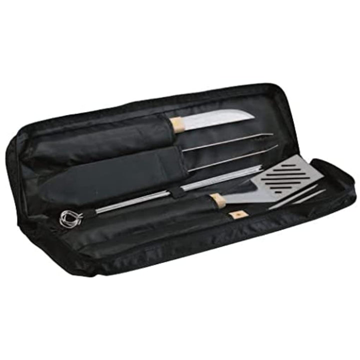 Grillbesteck-Set mit Tasche Edelstahl 6-teilig für Grill &amp; BBQ