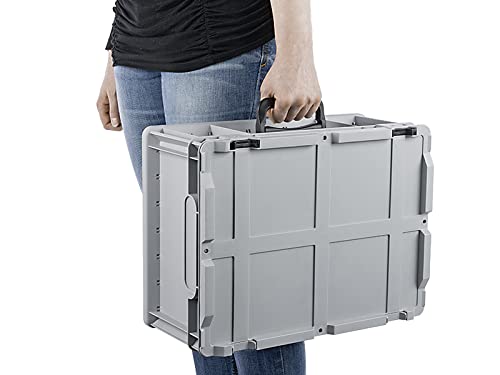 Transportbox Kunststoff 65L stapelbar mit Klappdeckel 600x400x335mm - Bild 2