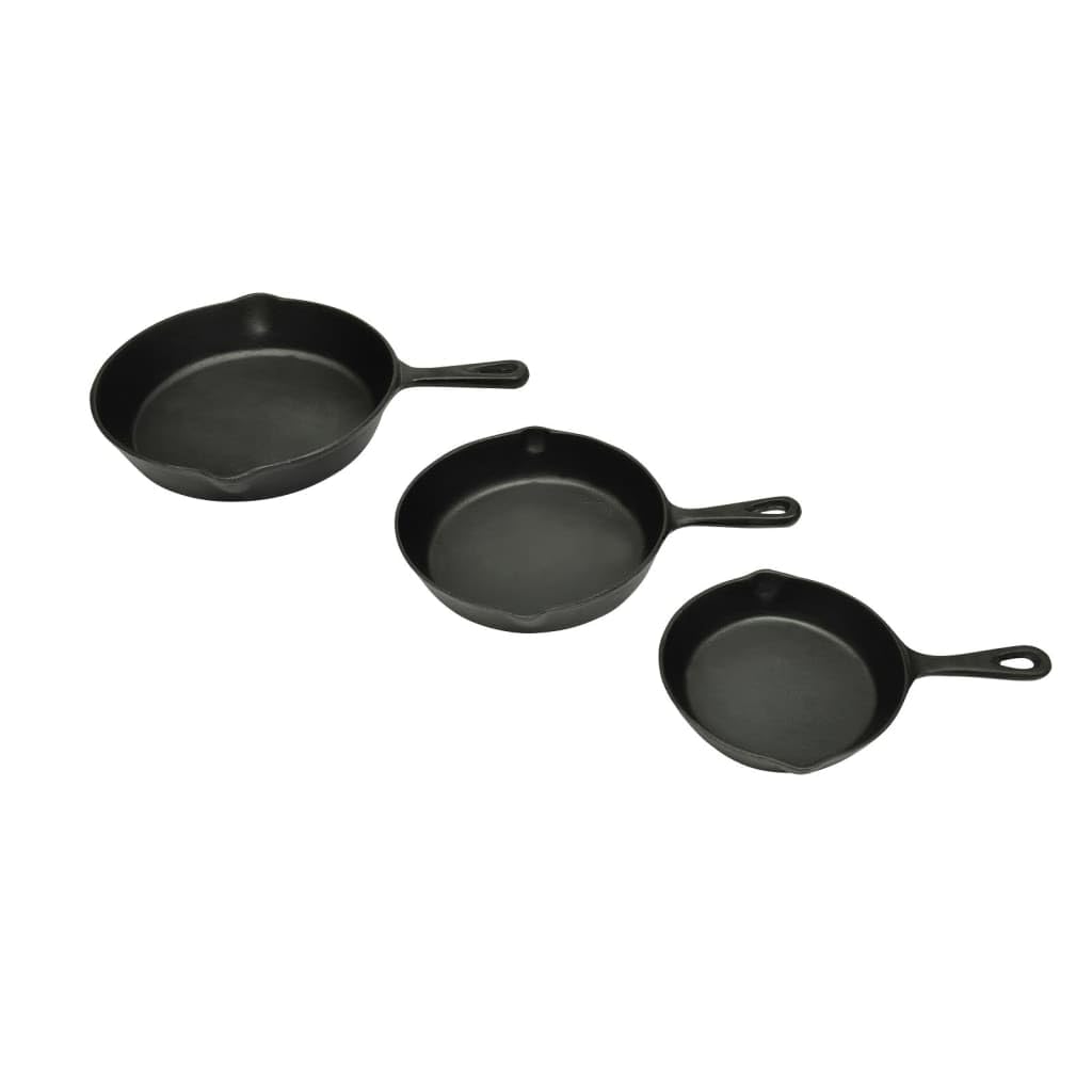 Steakpfannen Set Gusseisen 3-teilig 17/21/27 cm Induktion