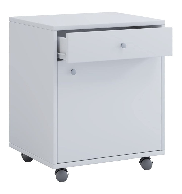 Rollcontainer Weiss Holzwerkstoff 45x38x54 cm mit Tür und Schublade - Bild 3