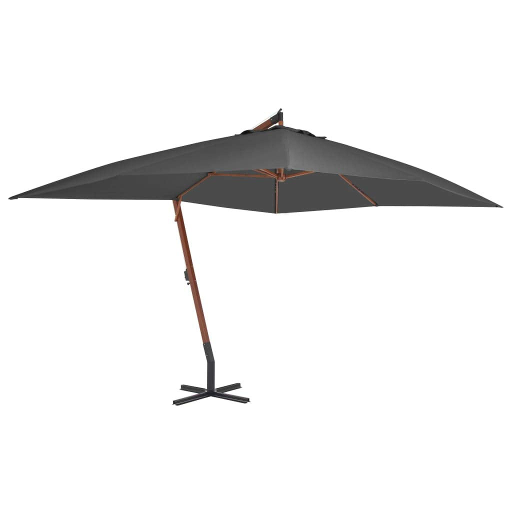 Ampelschirm Rechteckig 400x300 cm Polyester Anthrazit mit Holzmast