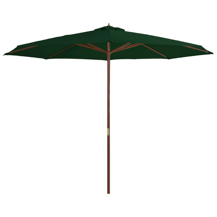 Sonnenschirm Holzmast Bambus Ø 350 cm Garten Terrasse Grün