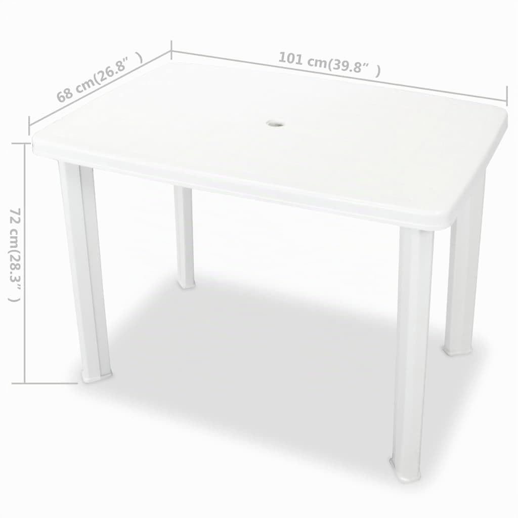 Gartentisch Kunststoff Weiss mit Schirmloch 101x68x72 cm - Bild 6